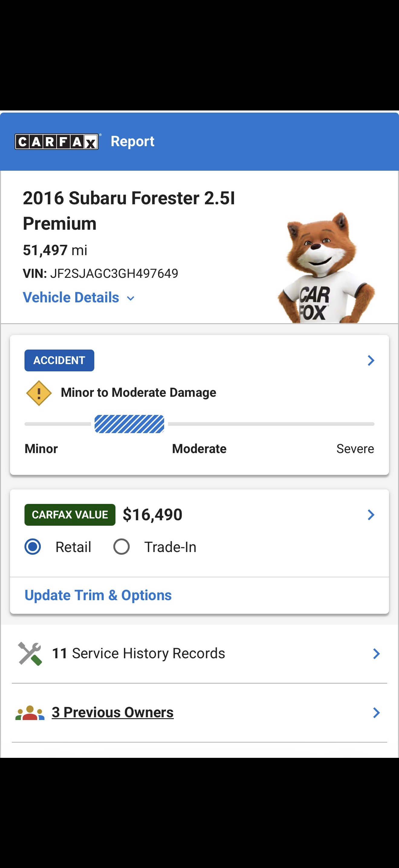 2016 Subaru forester premium 51,000 miles